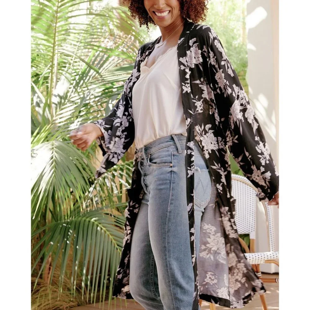 Spiritual Gangster Black Floral Maya Kimono - Picture 10 of 10